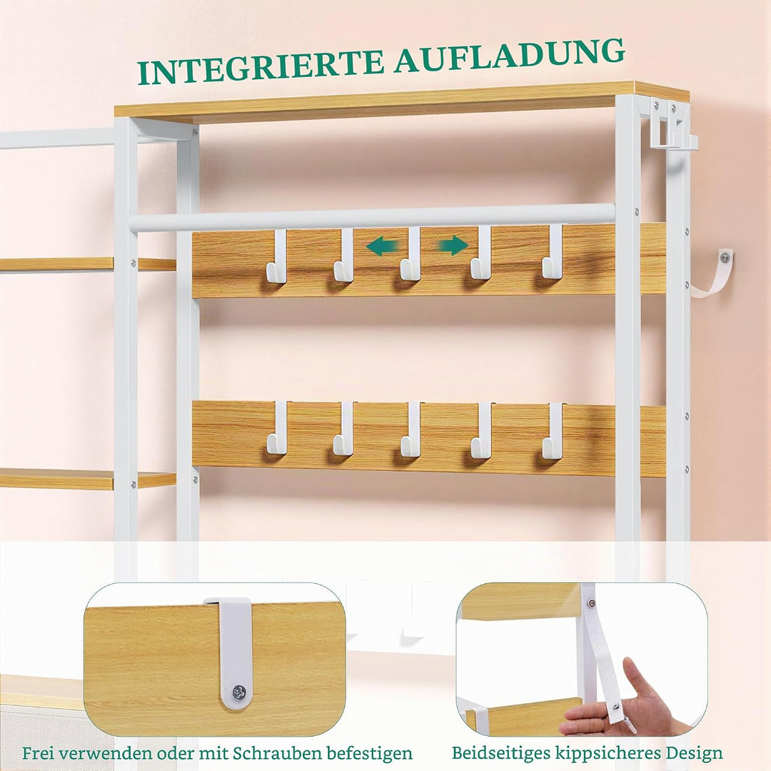 YITAHOME Kleiderständer mit Schuhablage, freistehendes Garderobenmöbel mit 2 Einlegeböden, industrie