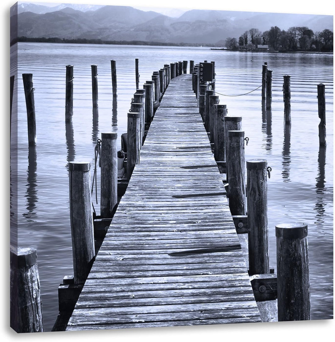 Pixxprint Langer Holzsteg ins Meer als Leinwandbild/Grösse: 70x70 cm/Wandbild/Kunstdruck/fertig besp