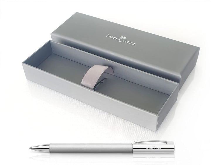 Faber-Castell 148152 - Drehkugelschreiber AMBITION Edelstahl, Mine B, inklusive Geschenkverpackung,