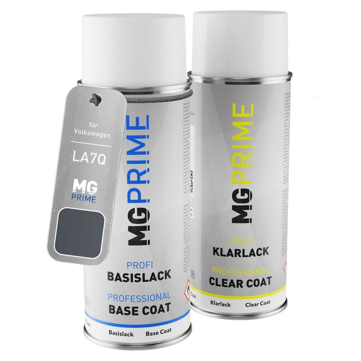 MG PRIME Autolack Sprühdosen Set für Volkswagen VW LA7Q / A7Q Monosilber Metallic Basislack Klarlack