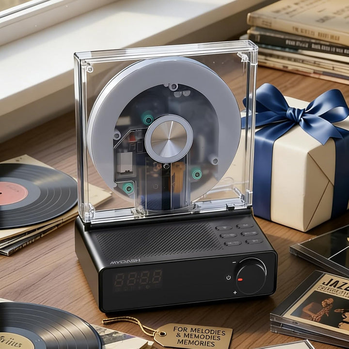 MYDASH Tragbarer CD Player mit Bluetooth 5.4 &amp; Lautsprecher - Schwarz, Schwarz