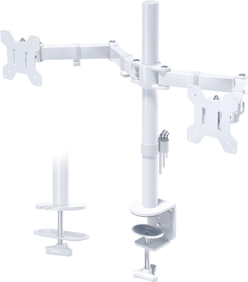 BONTEC Monitor Halterung 2 Monitore für 13-27 Zoll Flach & Curved Bildschirm, Monitor Tischhalterung