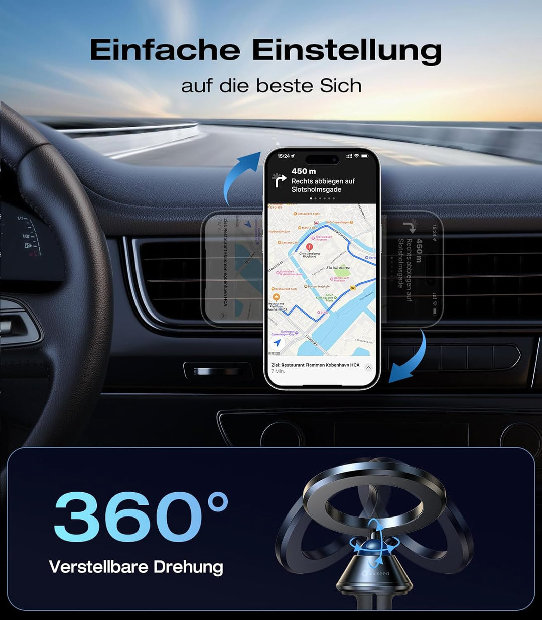 VICSEED Vollmetall Handyhalterung Auto Magnet für Mgasafe Autohalterung [20xN55 Stärkste Magneten] L