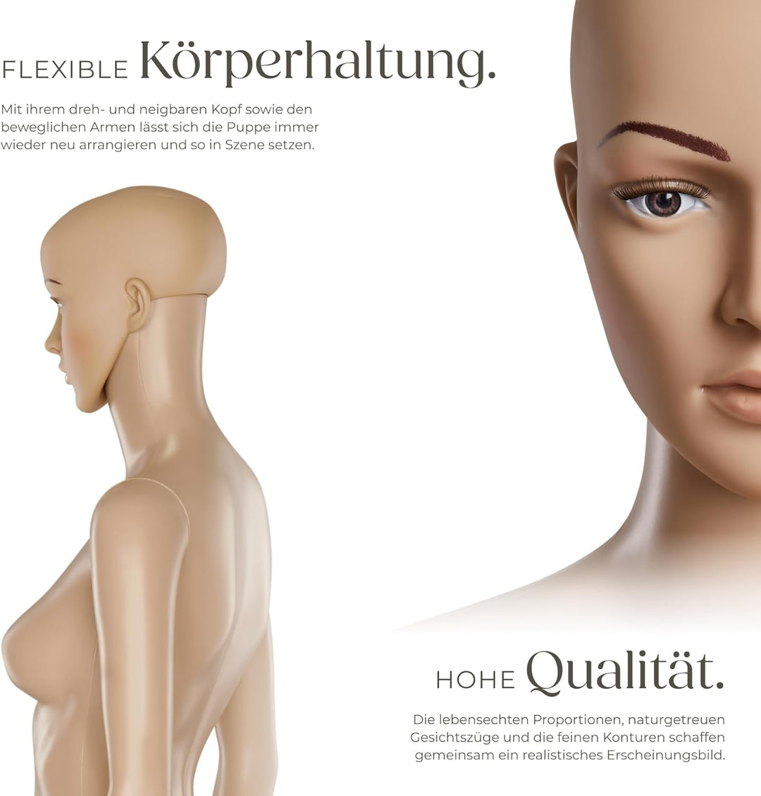 TecTake Schaufensterpuppe Zerlegbare Puppe | drehbar und beweglich | Glasplatte mit Wadendorn - Vers
