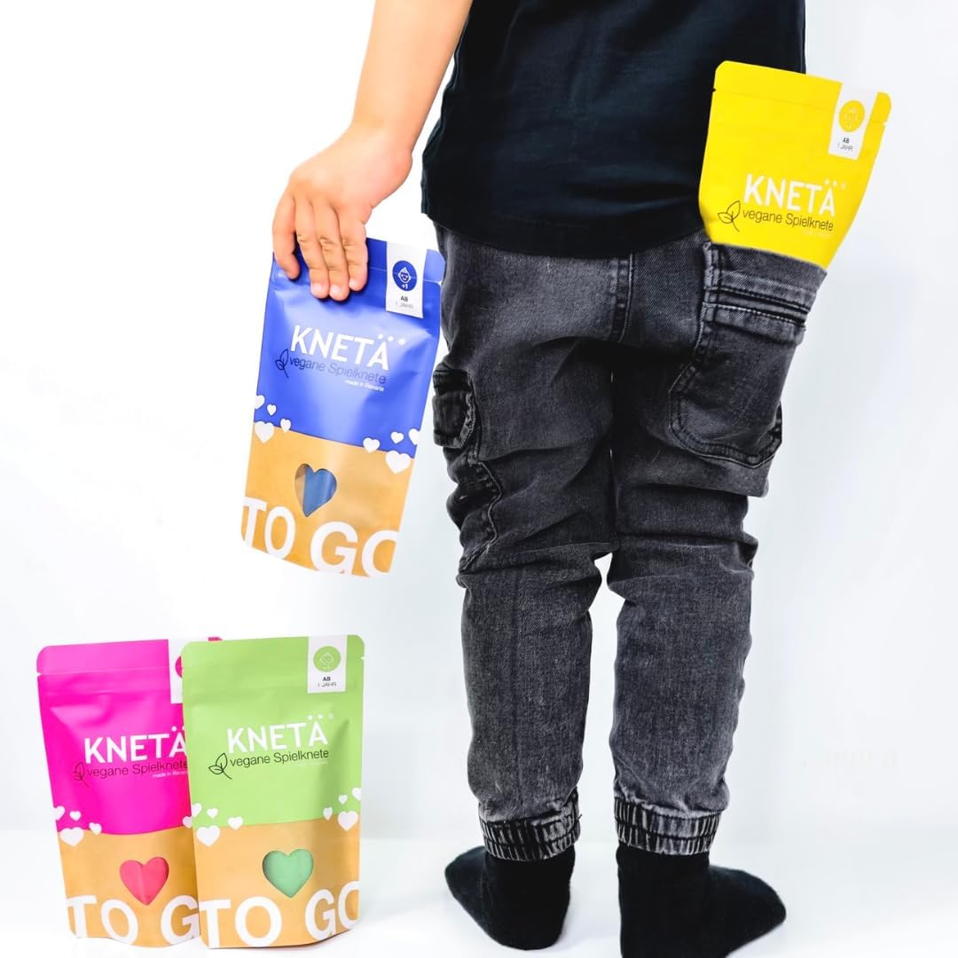 Knete Set (4x100g) inkl. 2X Bastelkarte I Vegane Spielknete ab 1 Jahr 4er XL mit Bastelkarten, 4er X