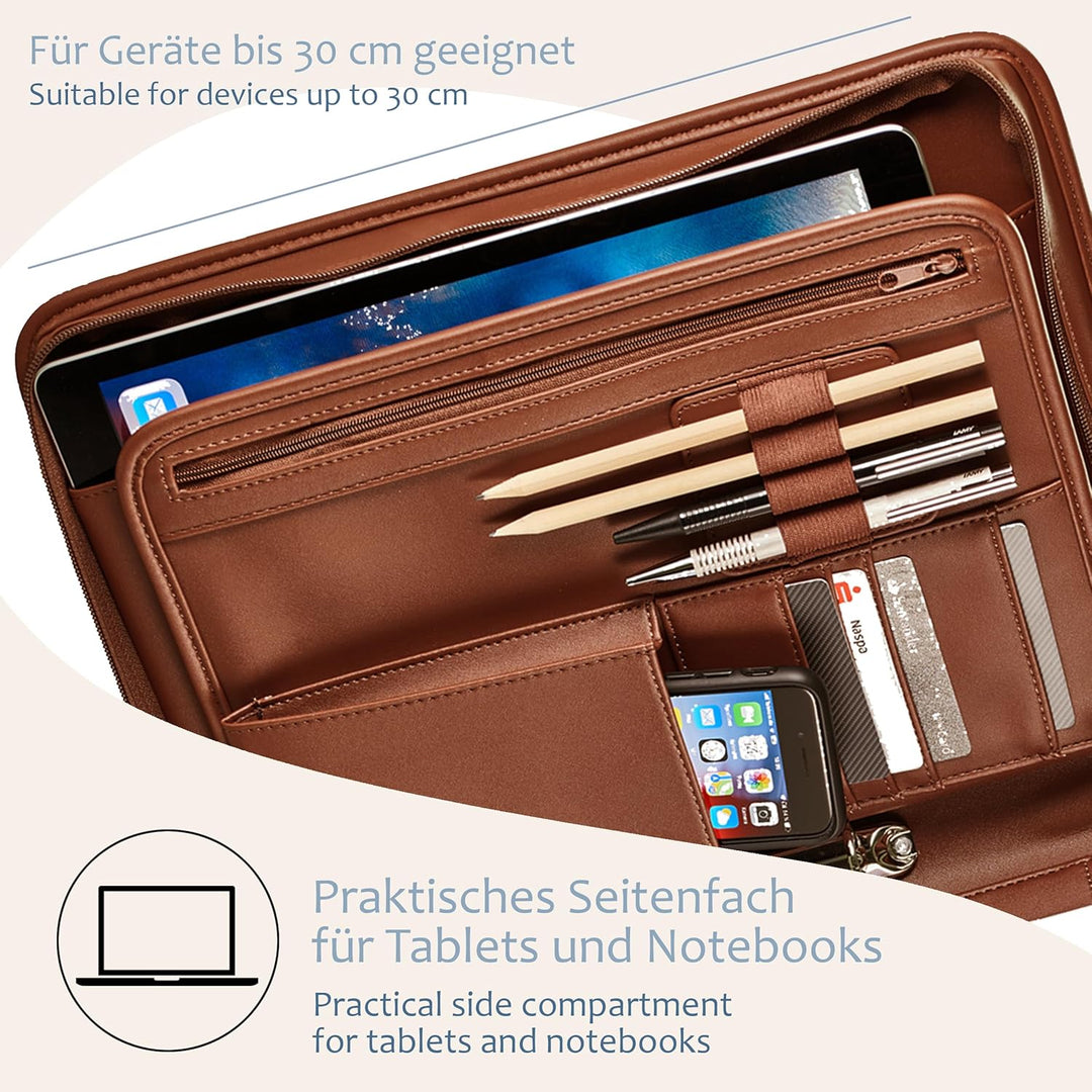 ONVAYA® Konferenzmappe A4 | braun | Aktenmappe | Businessmappe | Schreibmappe Block | strapazierfähi