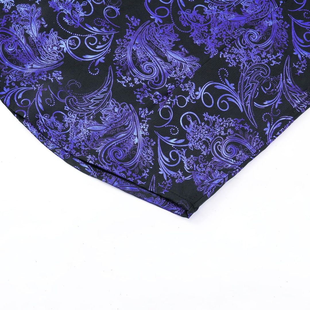 Allthemen Herren Jacquard Hemd Langarm Satin Freizeithemd Paisley Herrenhemd für Party Hochzeit S Bl