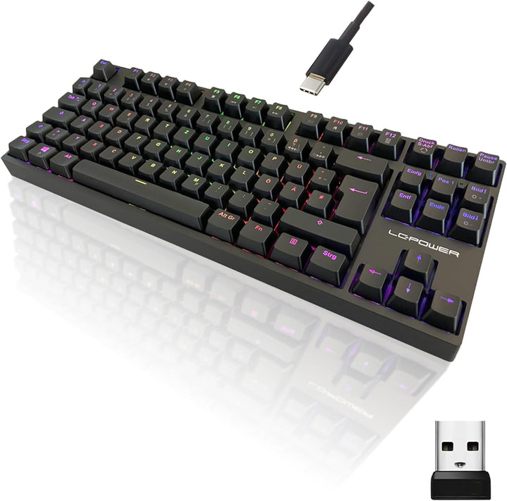 LC-POWER Mechanische Gaming-Tastatur mit TKL-Layout und RGB-Beleuchtung, LC-KEY-MECH-2-RGB-C-W
