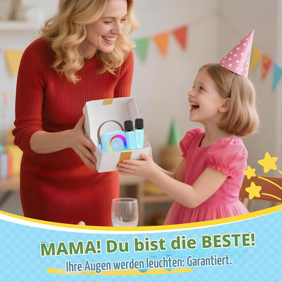 Jeefu Karaoke Maschine Kinder mit 2 Mikrofonen, Spielzeug für 3-12 Jahre alte Mädchen Geschenke, Min