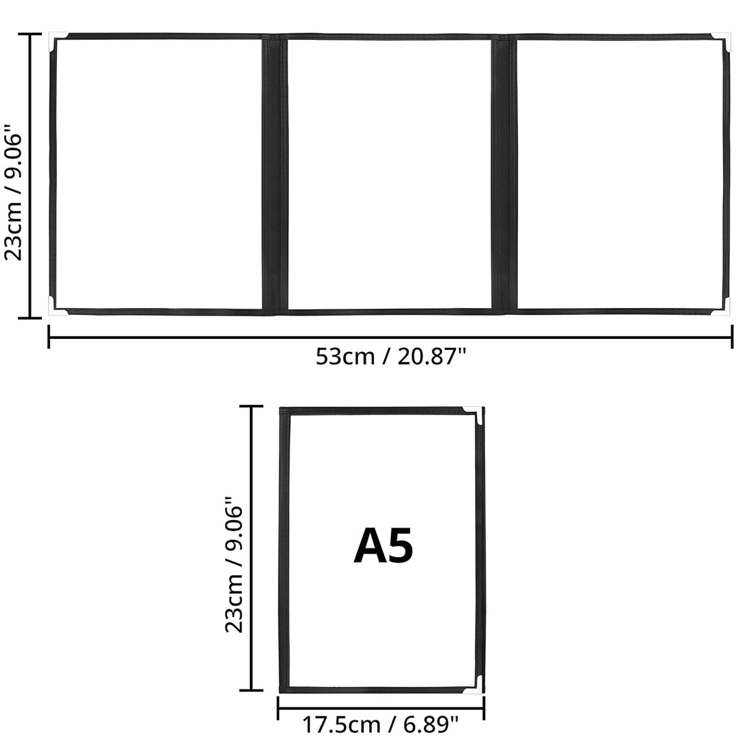 Kurtzy Dreifach Faltbare A5 Menükartenhalter (10Stk) – Speisekartenmappe Vinyl Hüllen 3x Faltbar Dop