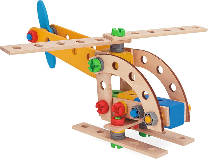 Eichhorn - 100039022 - Constructor Kranwagen, 70-teilig, Holzspielzeug-Konstruktionsset, 4 Verschied