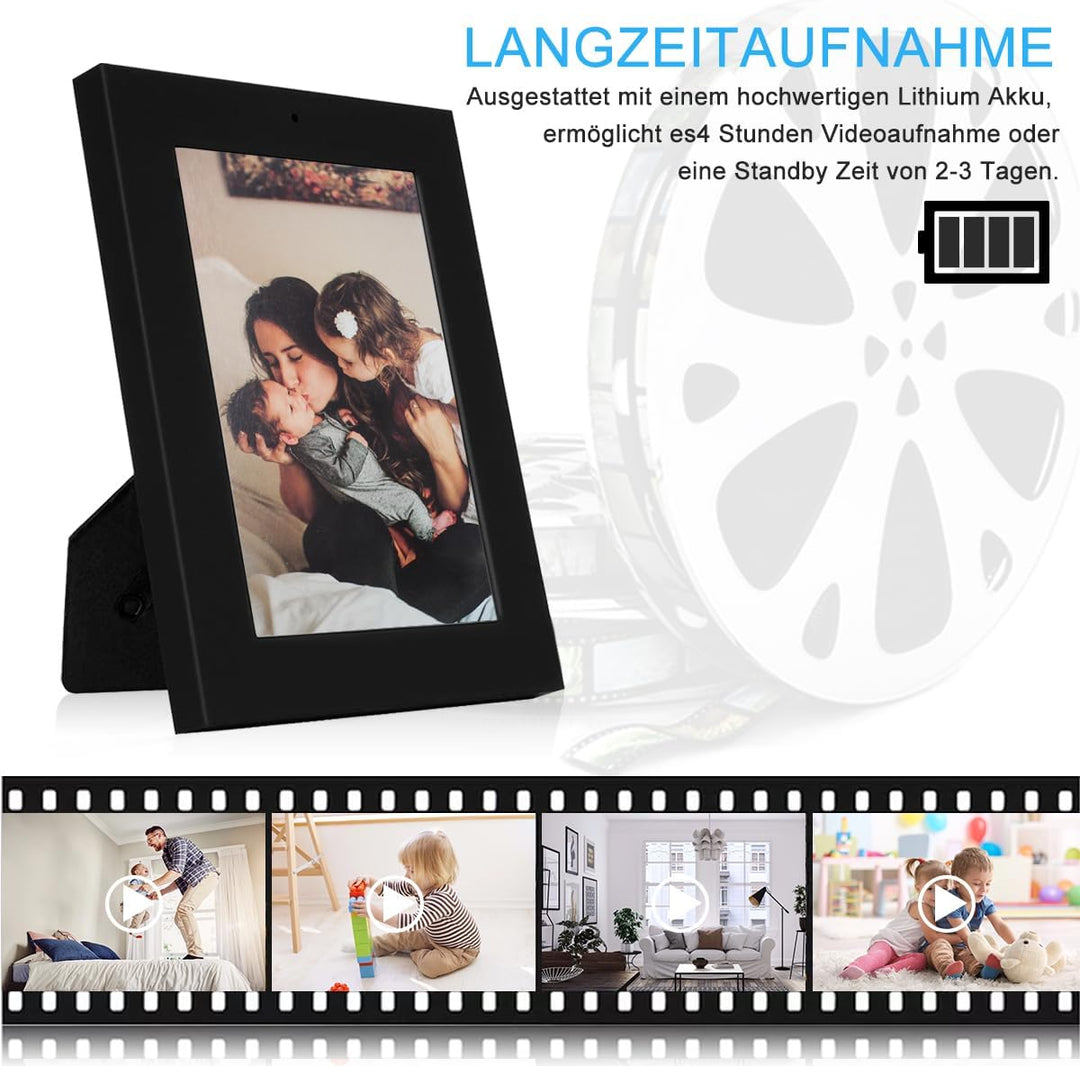 Mini Sicherheitskamera Fotorahmen,1080P Mini Überwachungs Kindermädchen Kamera mit Bewegungserkennun