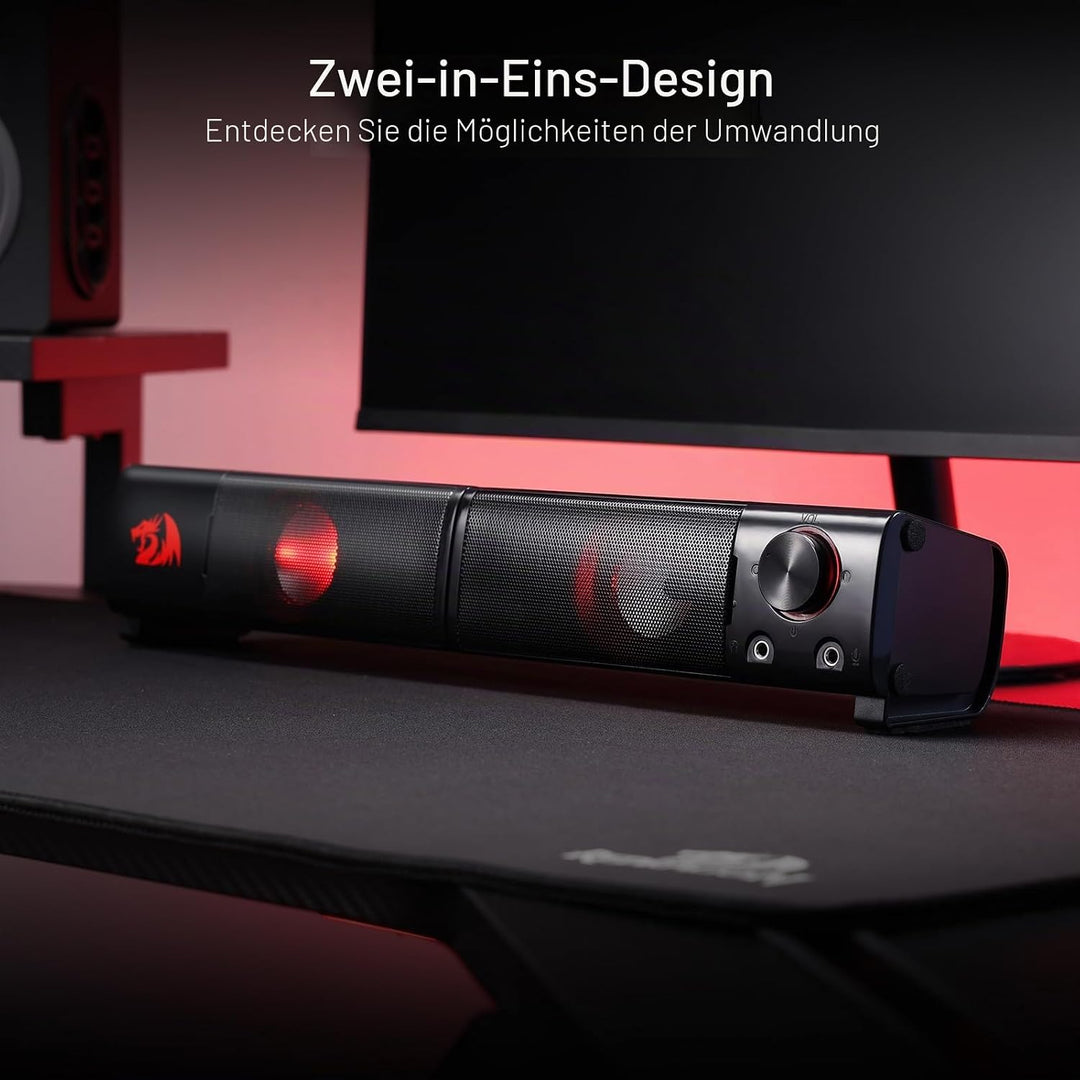 Redragon PC Gaming-Lautsprecher, 2.0-Kanal-Stereo-Desktop-Computerlautsprecher Mit Roter Hintergrund