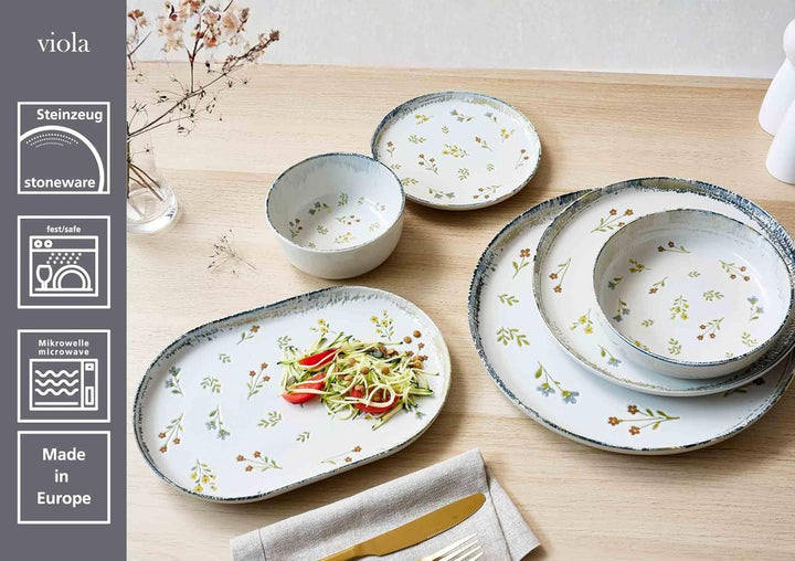 Ritzenhoff & Breker Müslischalen Viola 6er Set, Ø 14.5 cm, Schalen mit Millefleur-Dekor und verwitte