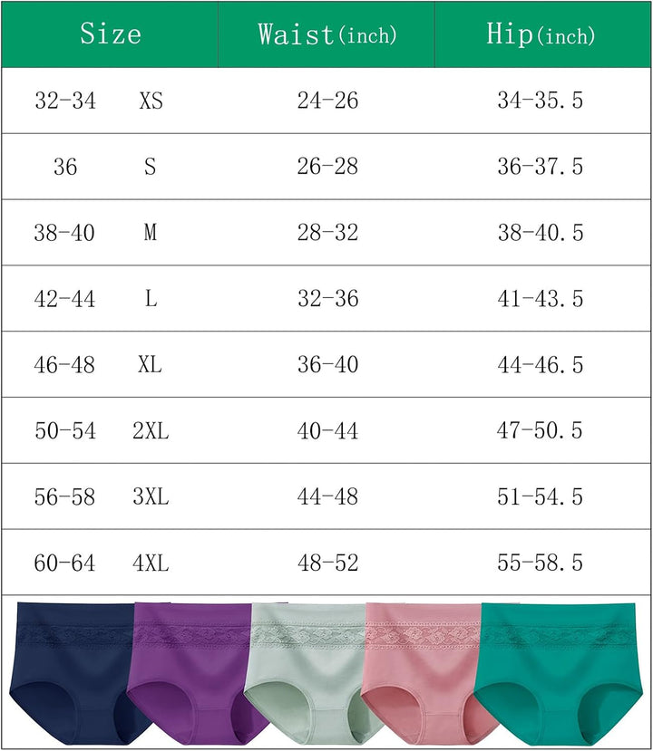 Xaanelr Damen Unterhosen Hipsters Stretch Baumwolle Hohe Taille Slips Weich Unterwäsche für Frauen M
