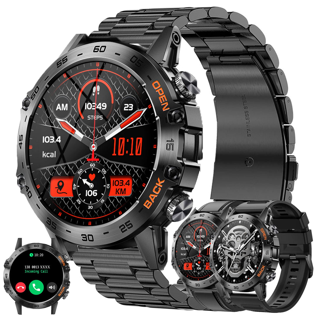Smartwatch Herren mit Telefonfunktion 1,39" Voll Touchscreen Uhren Fitness Tracker 123 Sportmodi Akt