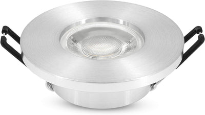 linovum 10er Set ISASO Bad Einbauspots LED in Alu silber gebürstet IP65 - mit LED GU10 6W warmweiss