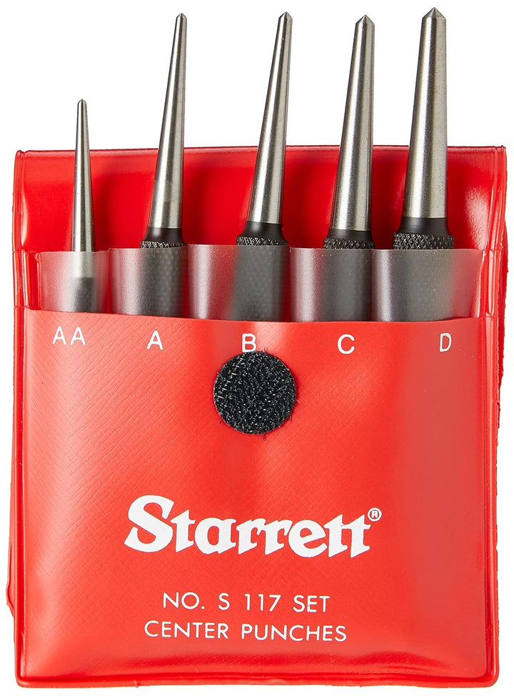 Starrett S117PC Körner Set, 1/16", 5/64", 3/32", 1/8", 5/32" Durchmesser, im Kunststoffkoffer
