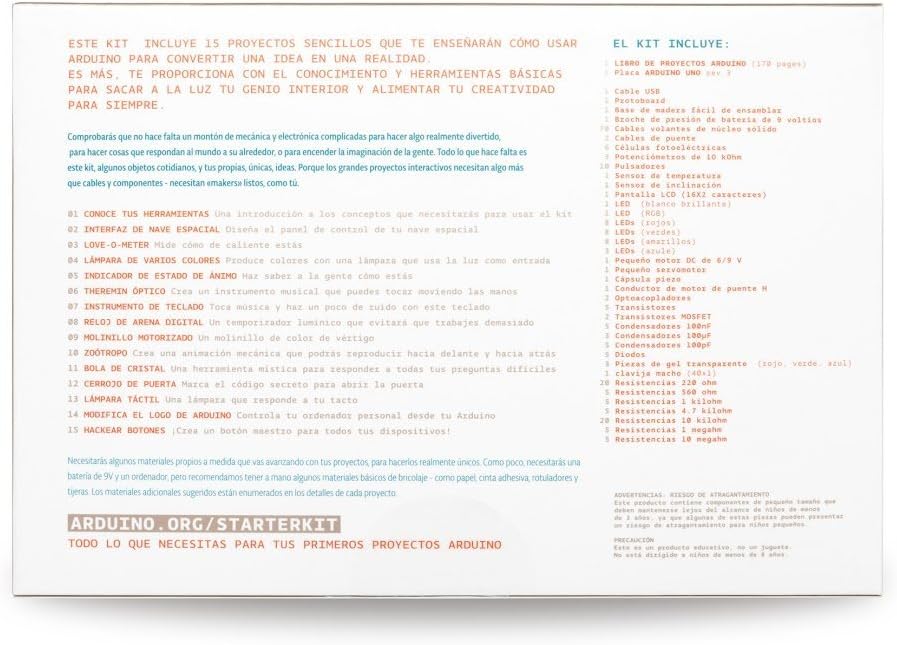 Arduino Offizielles Starter Kit für Anfänger K030007 [Projektbuch auf Spanisch], Projektbuch auf Spa