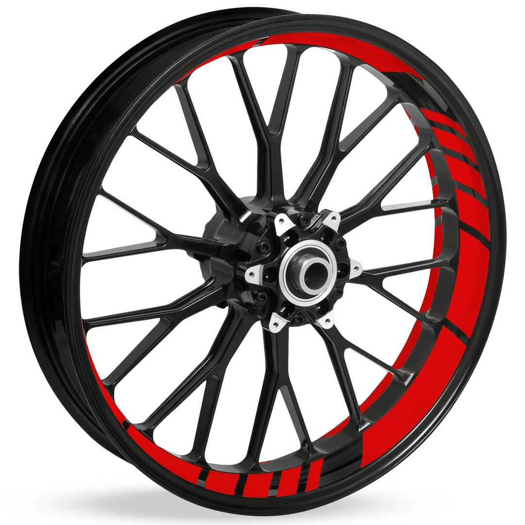 Felgenbettaufkleber im GP Design - Komplettset für 16" bis 19" - Farbe & Breite wählbar rot glänzend