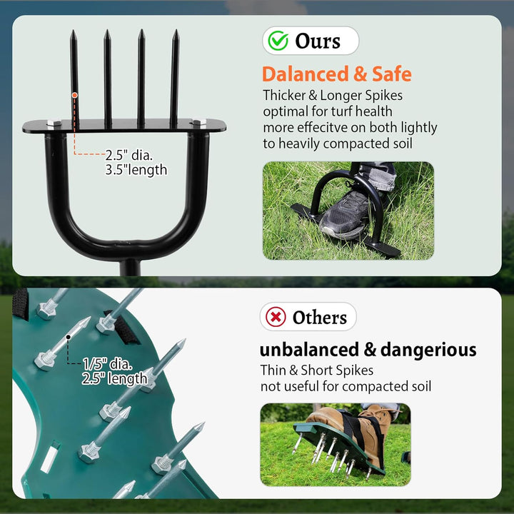 Rasenlüfter, Aerifizierer für Rasen, 2-in-1 Rasenbelüfter Rasenspecht, T-Griff Rasenbelüfter Handver