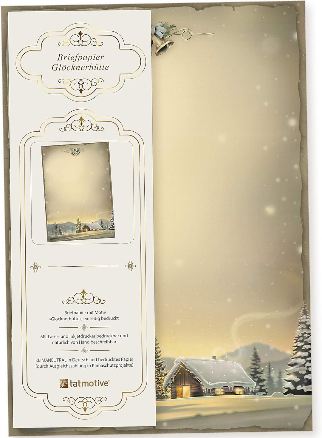 Glöcknerhütte 250 Blatt Briefpapier Weihnachten, Weihnachtspapier A4 Nostalgie, 250 Blatt