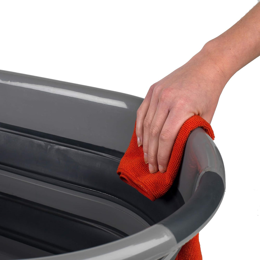 Russell Hobbs LA053879GRYEU ovaler zusammenklappbar faltbarer wäschekorb/wanne, 27L gross waeschekor