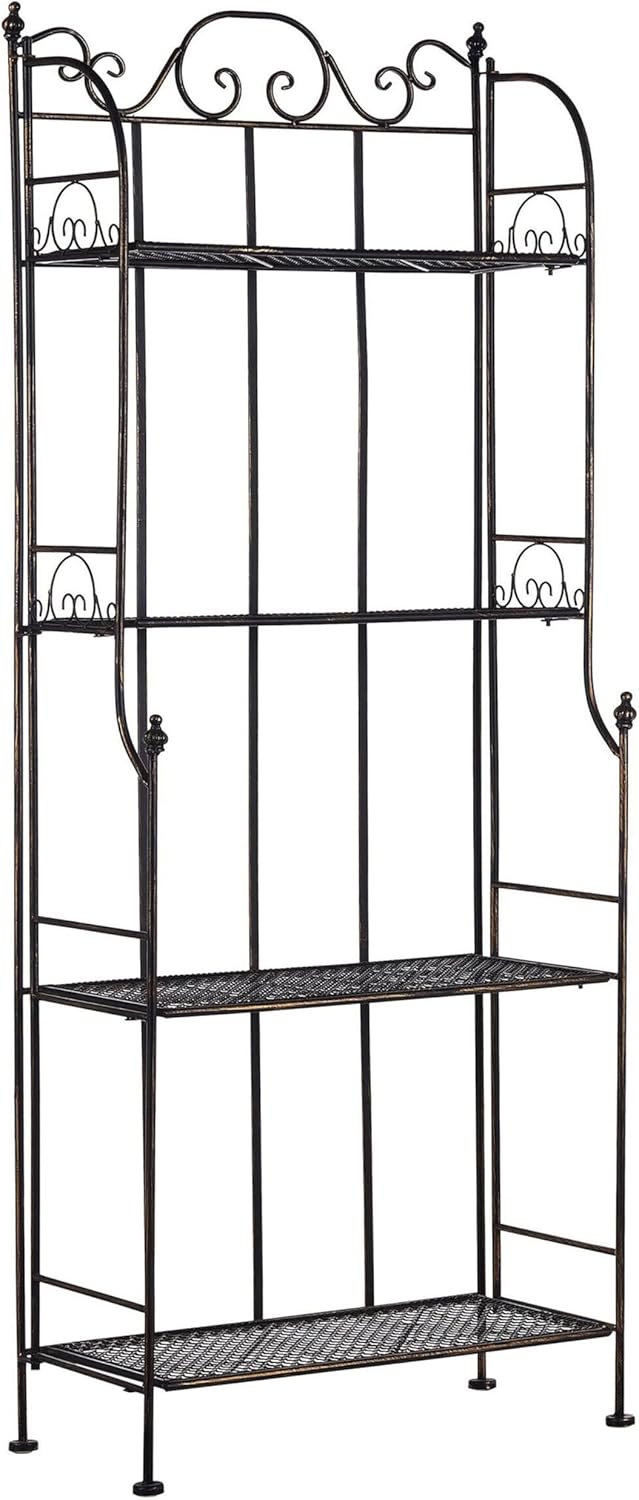 Vielseitiges Gartenregal in Schwarz aus Metall mit 4 Ablageflächen Isernia