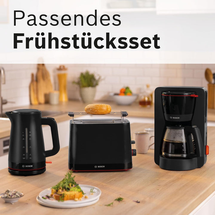 Bosch kabelloser Wasserkocher MyMoment TWK3M123, Abschaltautomatik, Überhitzungsschutz, Tassenanzeig