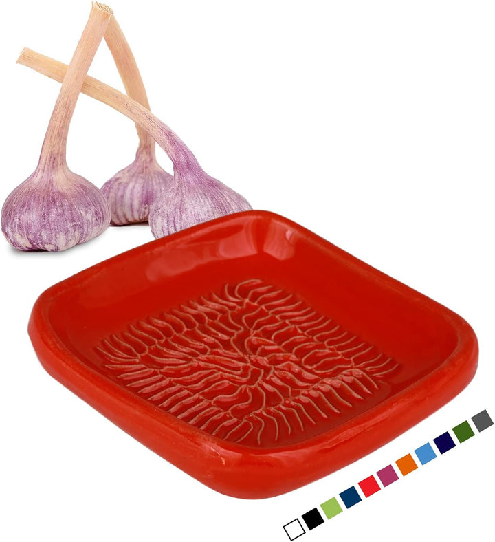 Ceramico Reibeteller &amp; Backpinsel mit Naturborsten, Set aus Keramik für Knoblauch, Ingwer, Muskat, H
