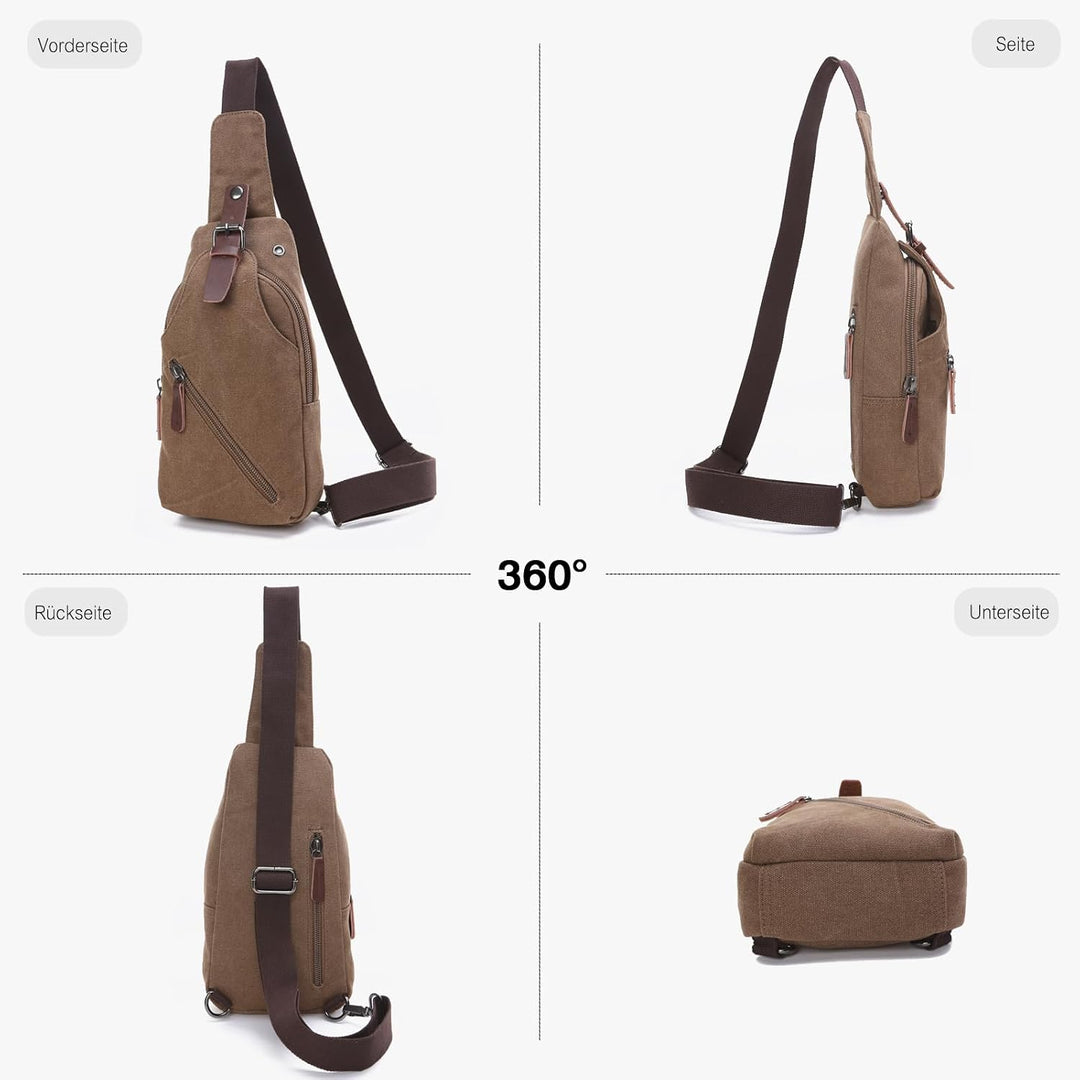 FANDARE Sling Bag mit Kopfhöreröffnung Studenten Party Outdoor Multifunktional Umhängetasche Damen/H