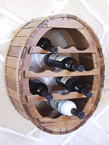 DanDiBo Weinregal Holz Wand Weinfass für 12 Flaschen Braun gebeizt Flaschenständer für die Wandmonta