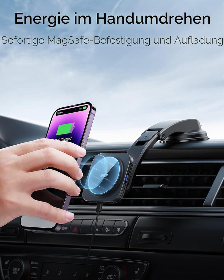 ESR HaloLock Armaturenbrett Magnetisches Kabelloses Auto Ladegerät, kompatibel mit MagSafe Autohalte