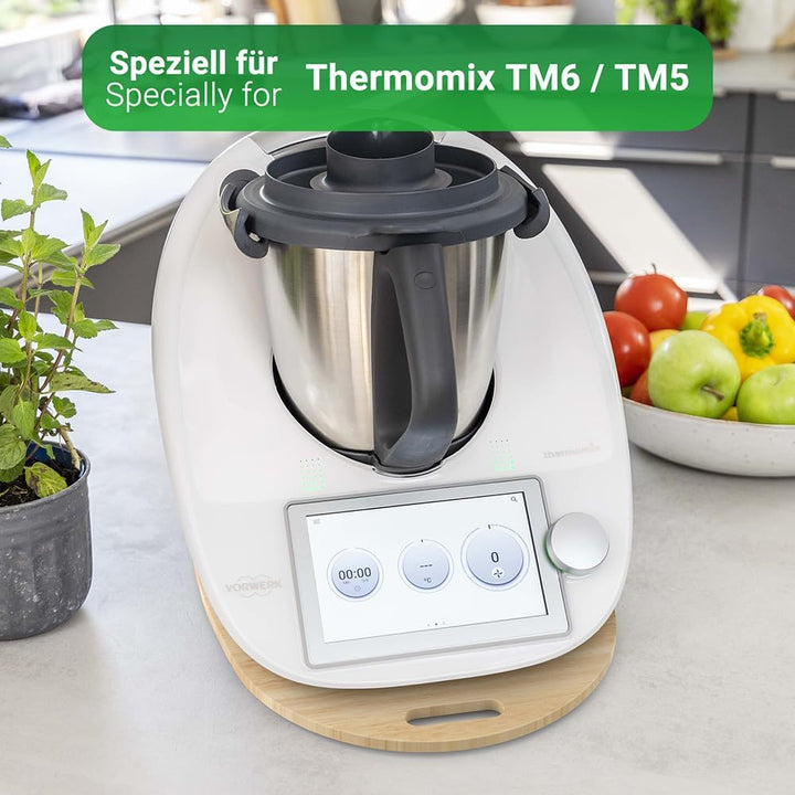Siegvoll Gleitbrett für Thermomix TM6 TM5 aus Holz, Gleiter müheloses Verschieben Rollbrett, Zubehör