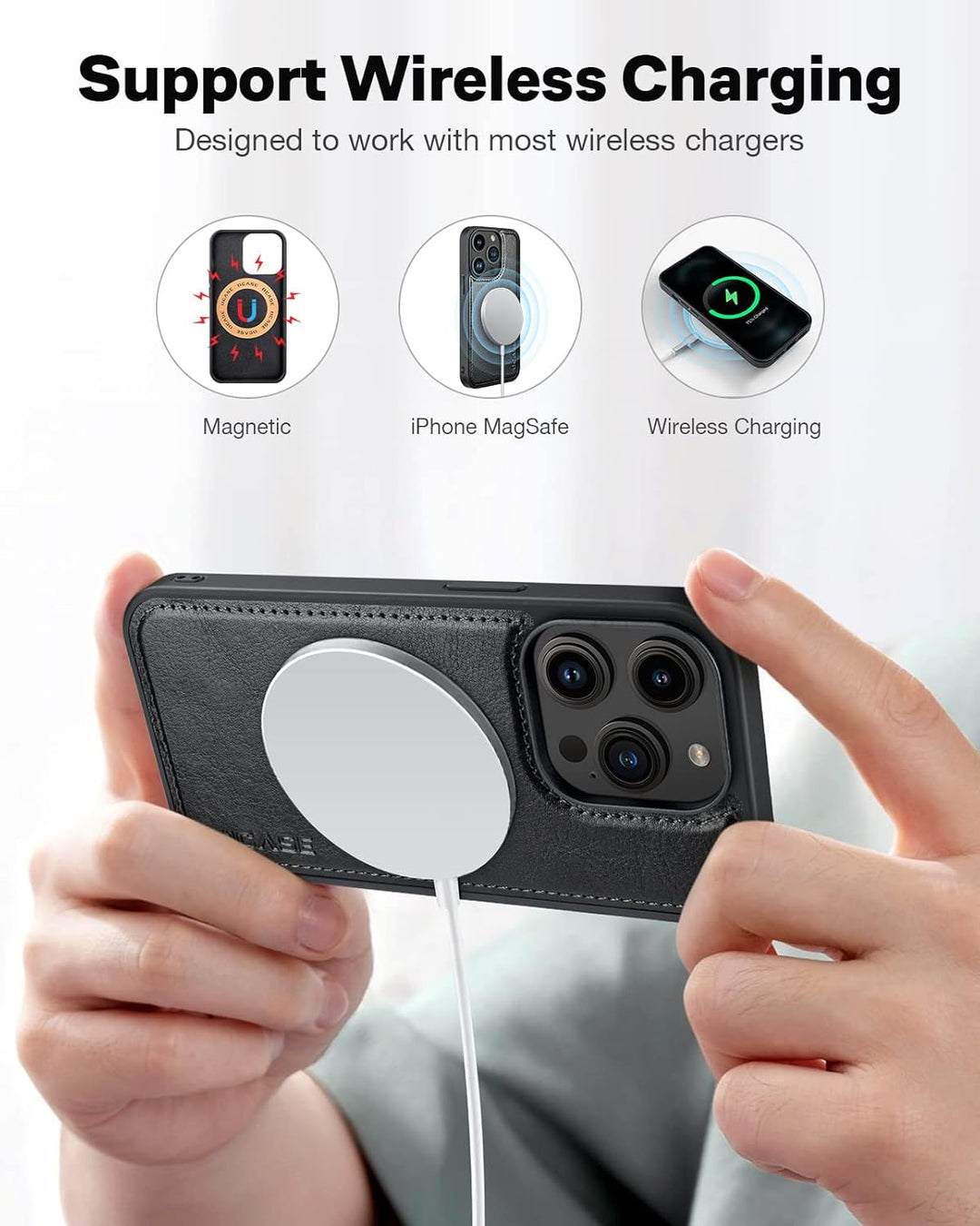 OCASE iPhone 14 Pro Hülle(2in1) Leder Stossfestes Case, Abnehmbare magnetische Hülle, MitHandschlauf