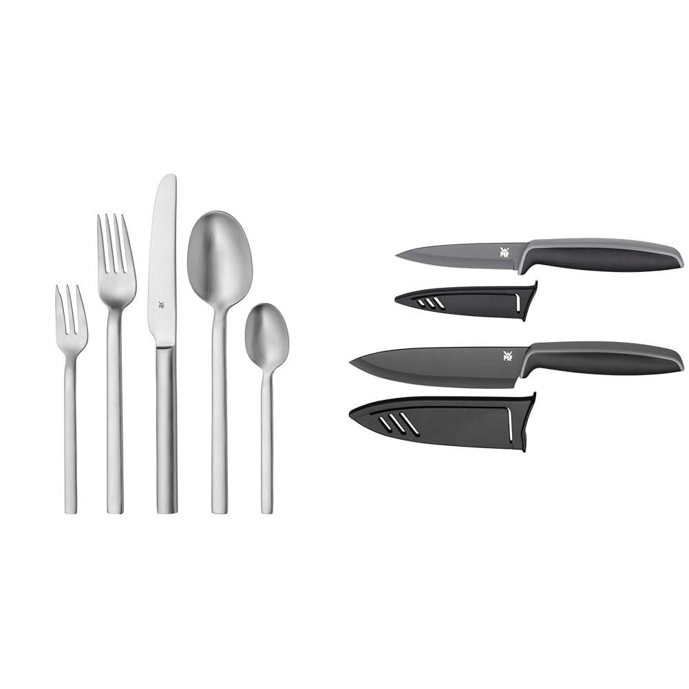 WMF Alteo Besteck Set 12 Personen, Essbesteck 60 teilig &amp; Touch Messerset 2-teilig, Küchenmesser mit