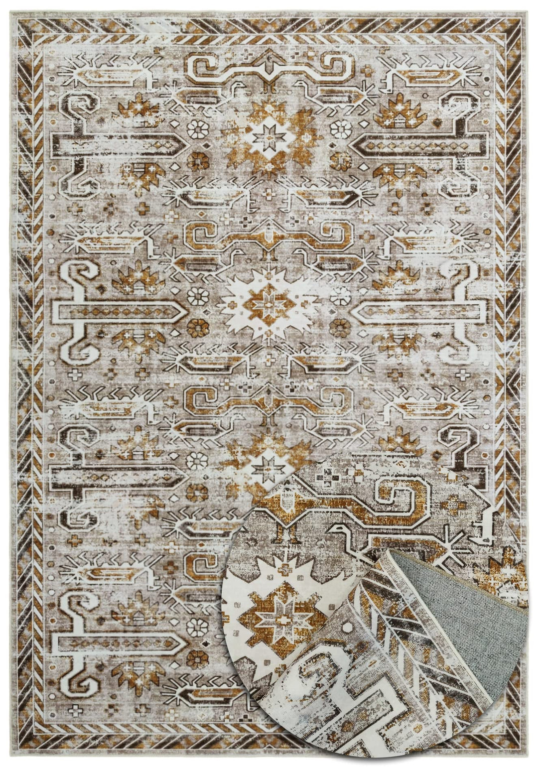 TESSO LIVING Vintage Oriental Teppich - Weich - Maschinenwaschbar - rutschfest - Premium Polyester F