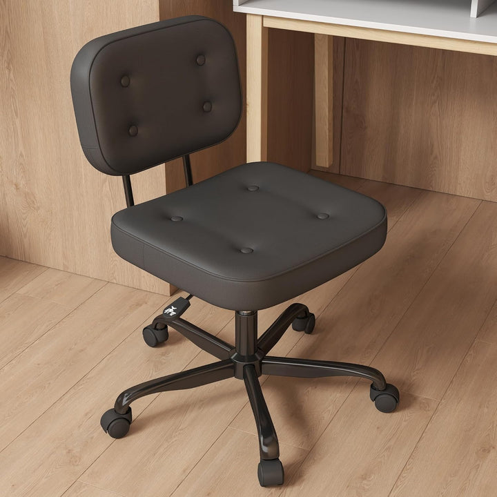 AnyGod Schreibtischstuhl ohne Armlehne für Home Office, Kompakter Drehstuhl mit Rollen &amp; Höhenverste