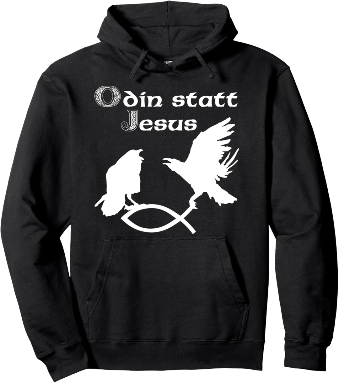 Hugin und Munin fangen Christenfisch - Odin statt Jesus Pullover Hoodie
