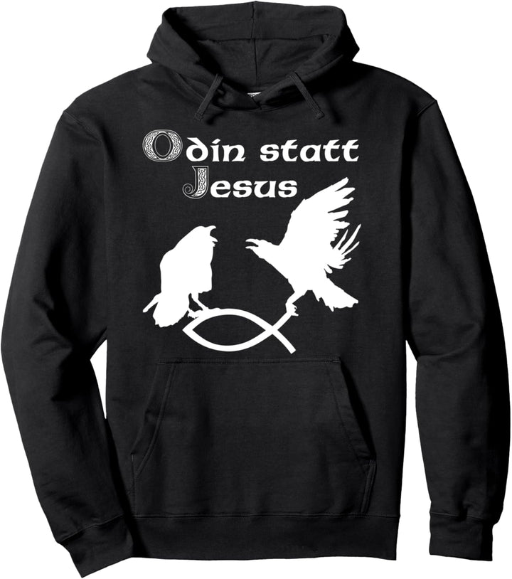 Hugin und Munin fangen Christenfisch - Odin statt Jesus Pullover Hoodie