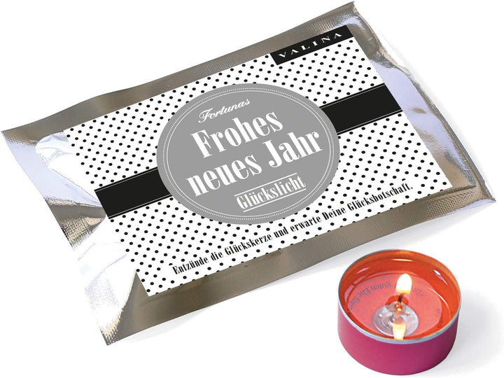 VALINA Fortunas Glückslicht/Dots/Weiss/Frohes neues Jahr / 10er-Set