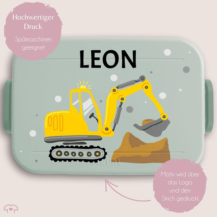 Kinder Bento Box Midi Lunchbox für Mepal Bentobox - Brotdose Bagger mit Name personalisiert I Bagger