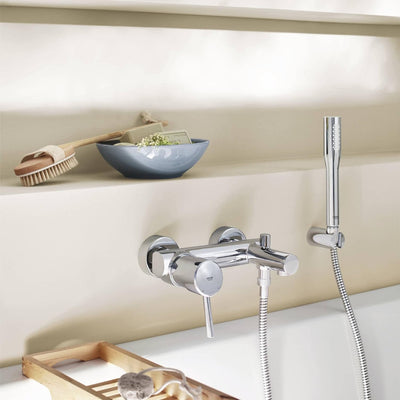 GROHE Concetto - Einhand- Wannenbatterie (mit Brausegarnitur, automatische Umstellung, Wandmontage),