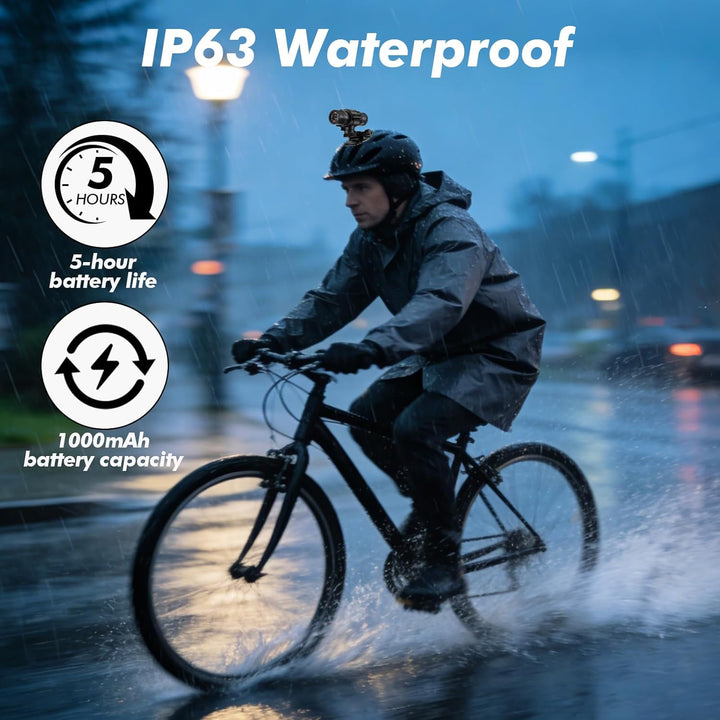 1080P HD Action Cam, 120° Weitwinkel Helmkamera, IP66 Dashcam Fahrrad mit 64GB Speicherkarte & 1000m