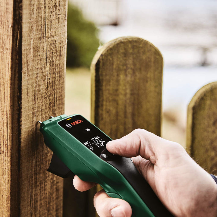 Bosch Feuchtemessgerät UniversalHumid (Holzgruppenauswahl, Holzgruppenaufkleber in 12 Sprachen,