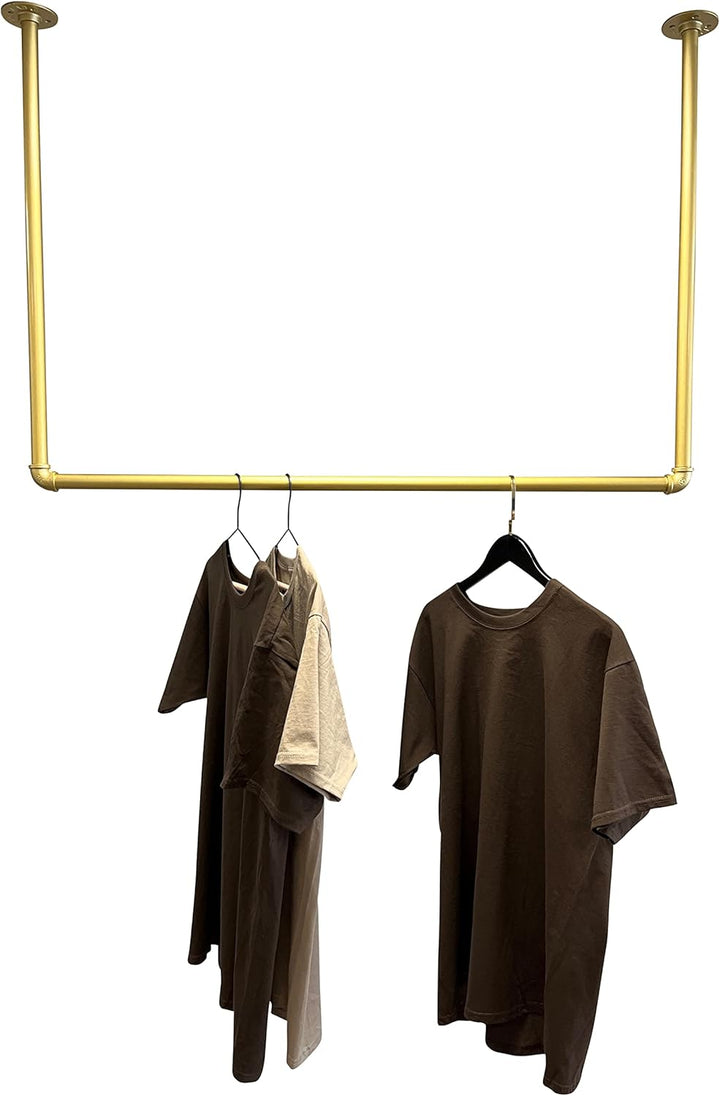 Kleiderstange Garderobe Industrie Design für Decke Gold | Breite 100 cm x Höhe 100 cm | Garderobenst