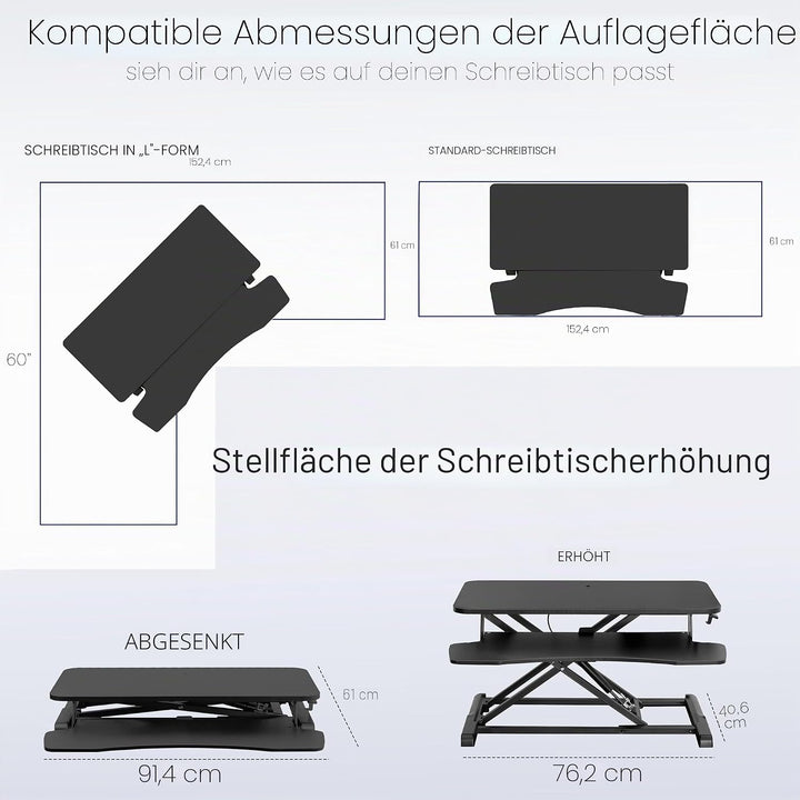 VIVO 91,4 cm (36 Zoll) Schreibtischkonverter, K-Serie, höhenverstellbare Sitz-zu-Steherhöhung, Dual-
