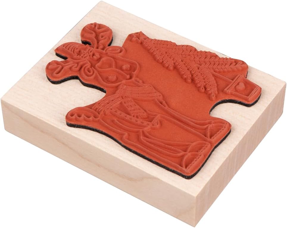 Rayher Stempel Holz "Wichtel im Glück", 7 x 9 cm, Stempel Weihnachten, Holzstempel zum Gestalten von