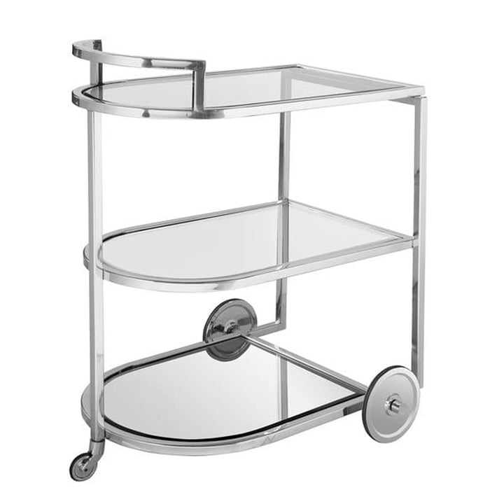 Fink - Saronna - Barwagen, Servierwagen, Beistelltisch - Edelstahl mit Klarglas - Masse (LxBxH): 85
