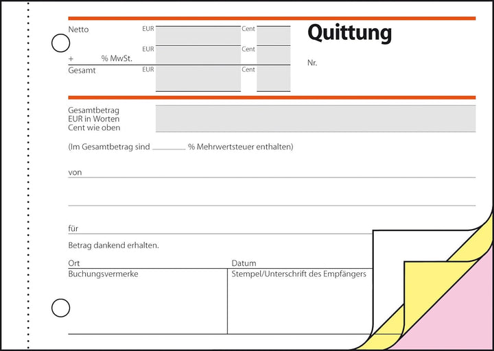 SIGEL SD023/5 Quittungsblock A6 quer, 5 Stück, 3x40 Blatt, selbstdurchschreibend, 5 Stück